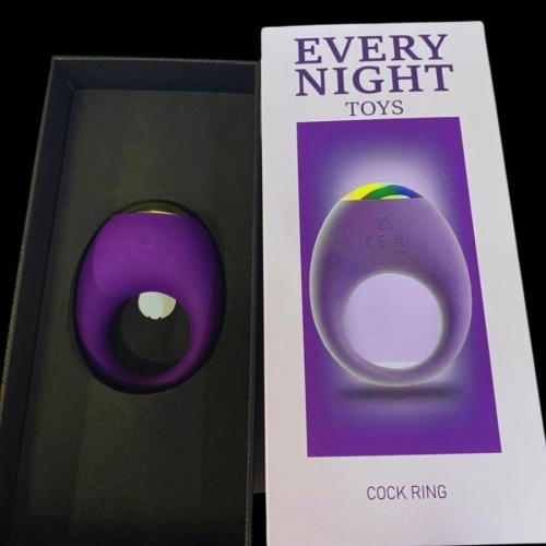 Ерекційне віброкільце на член зі світлодіодом фіолетове Every Night Toys - 5