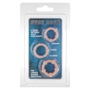 Эрекционные кольца 3 штуки телесного цвета Toy Joy STAY HARD