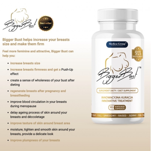 Препарат для збільшення жіночих грудей Medica-group BiggerBust Capsules 90 капсул - 2