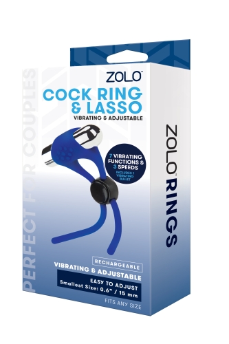 Эрекционное лассо с вибропулей синего цвета Zolo Rechargeable adjustable С ring - 2