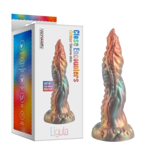 Фаллоимитатор в виде пришельца силиконовый разноцветный Vscnovelty Glitter Silicone Dildo Ligula - 1