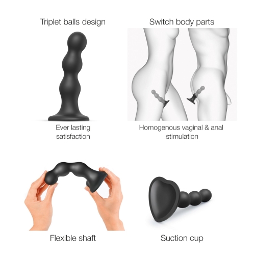 Насадка для страпона силиконовая черная Strap On Me Dildo размер XL - 3