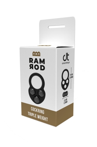 Эрекционное кольцо на член с тремя утяжелителями черное Dreamtoys RAMROD - 5