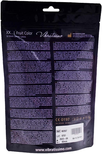 Презервативы в цветовых вариациях с разными вкусовыми ароматами Vibratissimo XX ... L Fruit Color ширина 60 мм 50 штук - 2