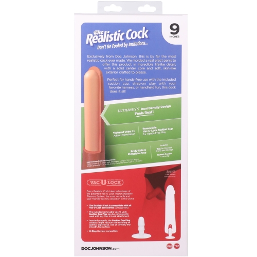 Фалоімітатор реалістичний на присосці бежевий Doc Johnson The Realistic Cock ULTRASKYN - 9 Inch Caramel - 11