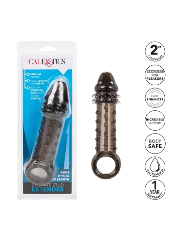 Насадка на пеніс реалістична рельєфна чорного кольору що подовжує California Exotic Novelties - 5
