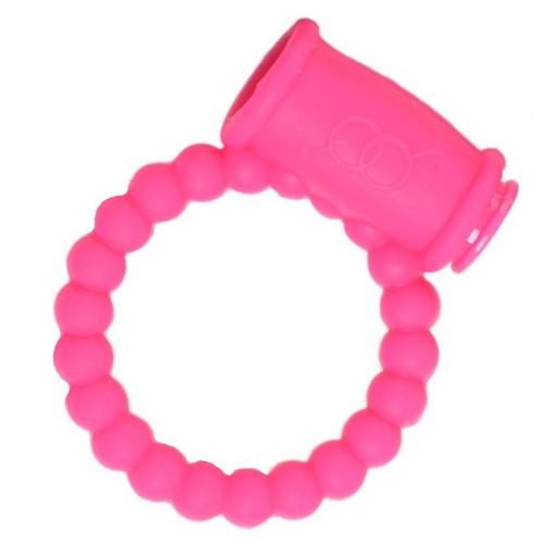 Эрекционное виброкольцо на член розового цвета Hision Beads Ring - 1