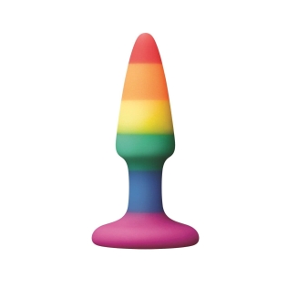 Анальна силіконова пробка на присосці кольорового кольору NS Novelties Colours pride edition довжина 88 мм