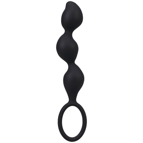 Набір анальних пробок кулястих з кільцем чорного кольору Doc Johnson Mood Naughty Contour Beads Trainer Set - 3