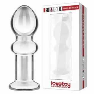 Анальна пробка скляна прозорого кольору Lovetoy Romance довжина 115 мм