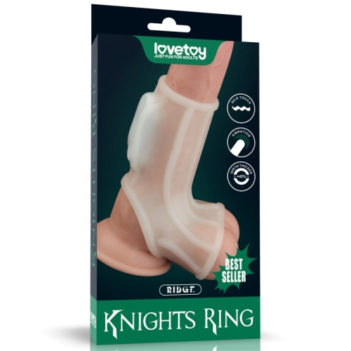 Вибронасадка на пенис белого цвета Lovetoy Vibrating Ridge Knights длина 130 мм - 1
