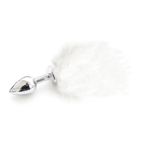 Анальний пробочка з білим гарматою Metal Plug with White Tail - 1