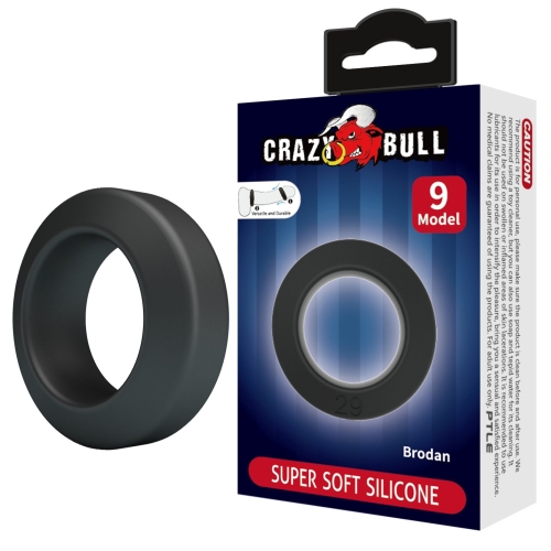 Ерекційне кільце на член чорного кольору Lybaile Crazy Bull №9 Brodan - 1