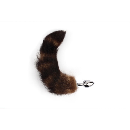 Анальний металевий затор сріблястого кольору з хвостом Chisa Frisky Fox Tail Butt Plug - 3