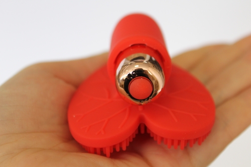 Вібратор листочок для клітора силіконовий з шипиками SWEET TOYS Червоний L 8 см ширина 5,5 см зі знімною вібропулею - 4