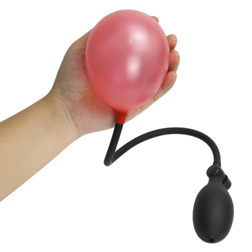 Анальная пробка красного цвета с черным надувным насосом Bdsm4u Inflatable Anal Plug - 3
