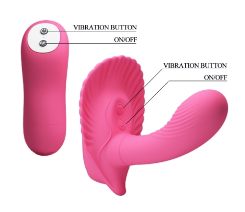 Вібробабочка з стимулятором клітора і точки джі на пульті ДУ PRETTY LOVE Powerful Shell Stimulator - 8