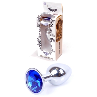 Анальна пробка S сріблястого кольору із кристалом синього кольору BOSS of TOYS Jewellery plug