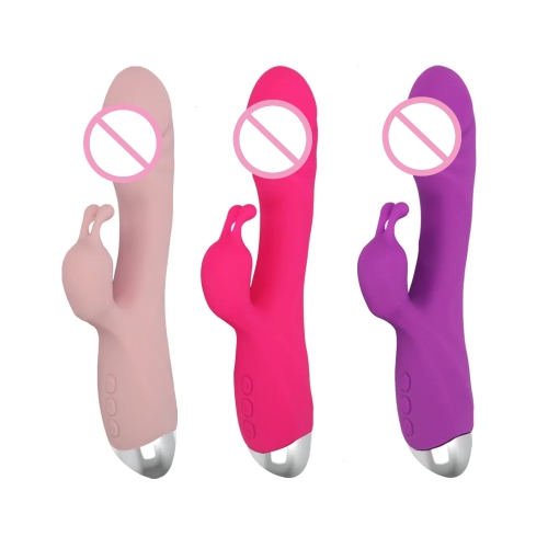 Вибратор кролик с отростком для клитора пудровый Cottelli Collection Free Romeo - 4