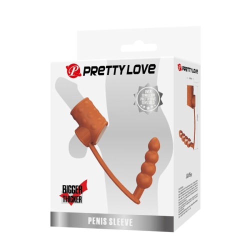 Массажер простаты елочка с насадкой на член и мошонку бежевая LYBAILE Pretty Love - 8