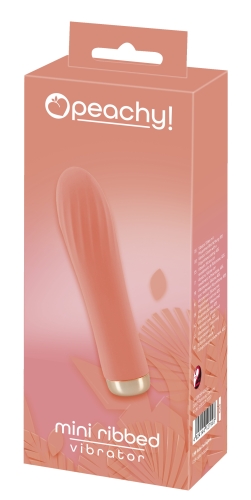 Силиконовый мини вибратор ребристый персикового цвета Cuties Mini Ribbed Vibrator - 5