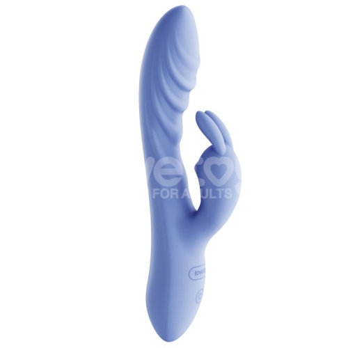 Вібратор подвійний з відростком для клітора блакитний Lovetoy LAllure Swirl - 2