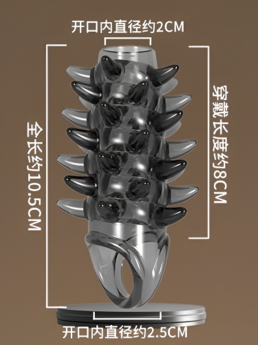 Стимулююча насадка на член із шипами чорна Meleon - Dragon Teeth Lock sperm Cove - 8