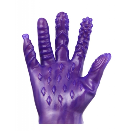 Силіконові мультитекстурні рукавички для фістингу фіолетові Ohyeah Masturbate Gloves - 3