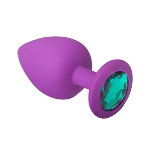 Анальна пробка силіконова із зеленим кристалом Crystal Silicone розмір M