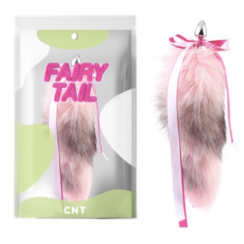 Анальная пробка с длиным розовым хвостом Detachable Fluffy Fox Tail Plug Pink 18.5 - 1