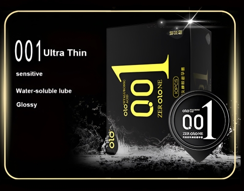 Ультратонкие презервативы с гиалуроновой кислотой OLO ZERO ONE Black 10 штук - 1