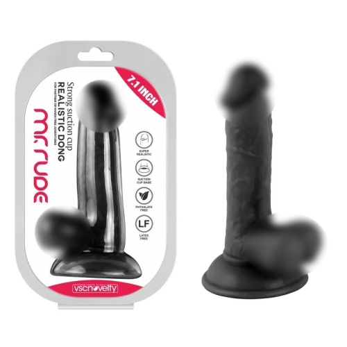 Фалоімітатор реалістичний на присосці Realistic Dong Black Mr. Rude 7.1 чорного кольору - 1