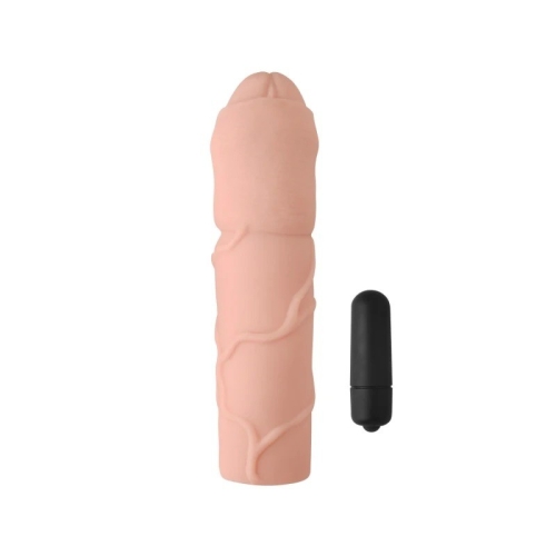 Вібронасадка на член реалістична тілесного кольору Vscnovelty Fantastic Vibrating Penis Extenders - 3