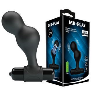 Анальный вибратор изогнутой формы силиконовая черная Mr Play Vibrating Anal Plug