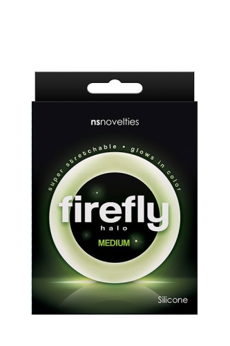Эрекционное кольцо для члена иллюминесцентное прозрачное NS Novelties Firefly Halo размер M - 2