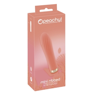 Силиконовый мини вибратор ребристый персикового цвета Cuties Mini Ribbed Vibrator