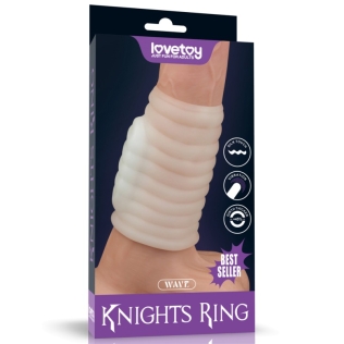 Вибронасадка на пенис белого цвета Lovetoy Vibrating Knights Ring длина 100 мм 