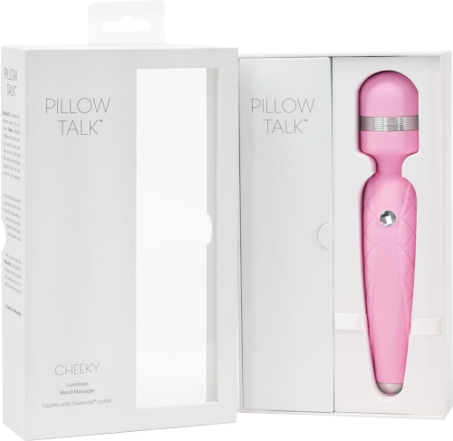 Роскошный силиконовый вибромассажер с гибкой головкой PILLOW TALK - Cheeky Pink с кристаллом Сваровски - 10