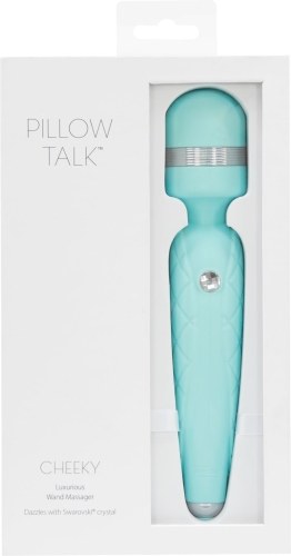 Роскошный силиконовый вибромассажер с гибкой головкой PILLOW TALK - Cheeky Teal с кристаллом Сваровски - 7