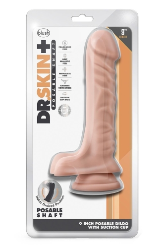 Фалоімітатор реалістичний рухомий з мошонкою на присосці тілесний Blush Dr. Skin - 4