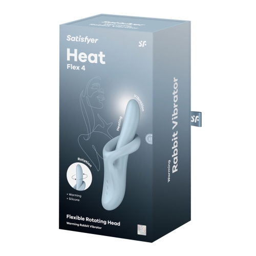 Вибратор вагинально клиторальный с ротацией и подогревом голубого цвета Satisfyer Heat Flex 4 - 6