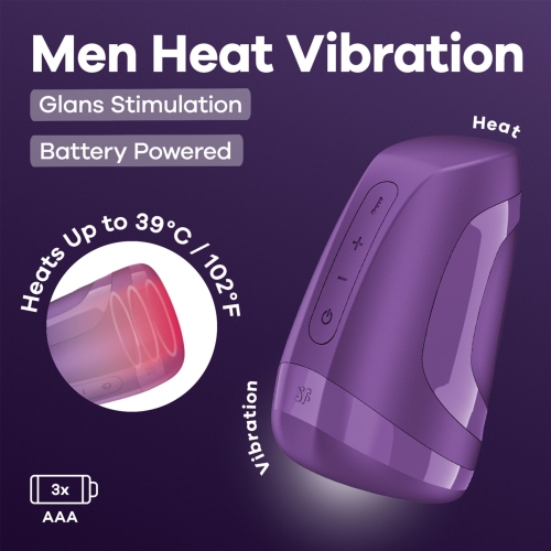 Мастурбатор имитатор минета, подогрев и вибрация фиолетовый Satisfyer Men Heat Vibration Battery Series - 7