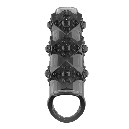 Стимулирующая насадка на член с пупырышками черная Meleon - Rider Locking Sleeve - 2