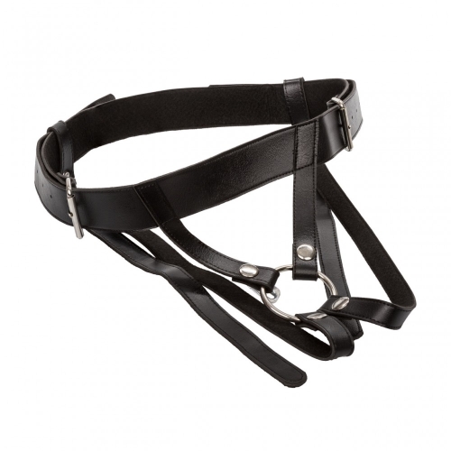 Трусики для страпону чорного кольору California exotic novelties Universal love rider premium ring harness - 3
