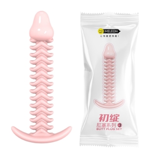 Анальная пробка ребристая телесная Meleon First Bloom Butt Plug