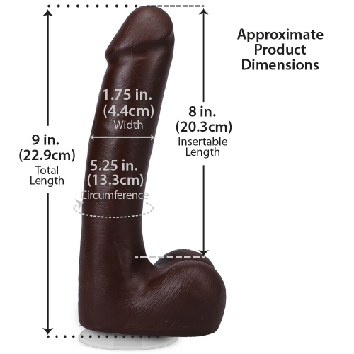 Фаллоимитатор реалистичный на съемной присоске коричневый Doc Johnson The Realistic Cock ULTRASKYN - 9 Inch with Balls Chocolate - 5
