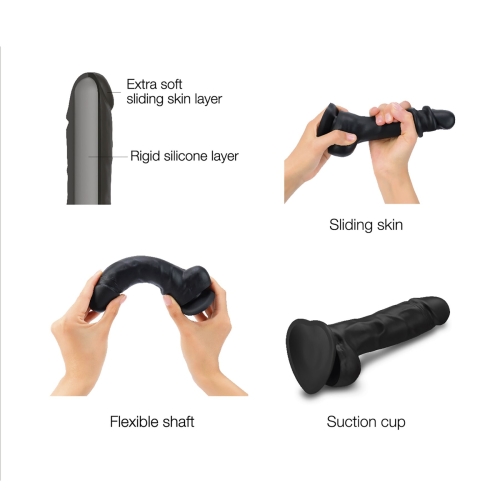 Фаллоимитатор на присоске черного цвета Strap-On-Me REALISTIC DILDO - 3