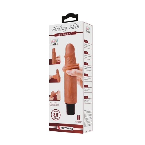 Вібратор реалістичний коричневого кольору LyBaile Baile Waldofr Sliding Skin - 13