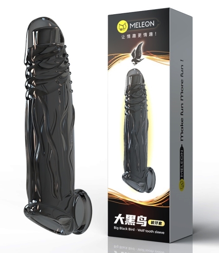 Удлиняющая насадка на член черная Meleon - Big Black Bird penis sleeve - 1
