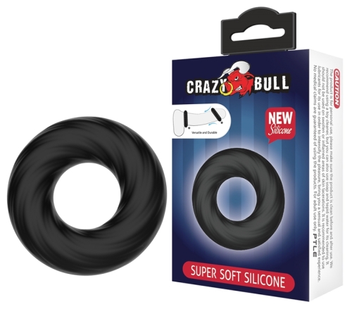 Силиконовое эрекционное кольцо черное Crazy Bull Super Soft - 1